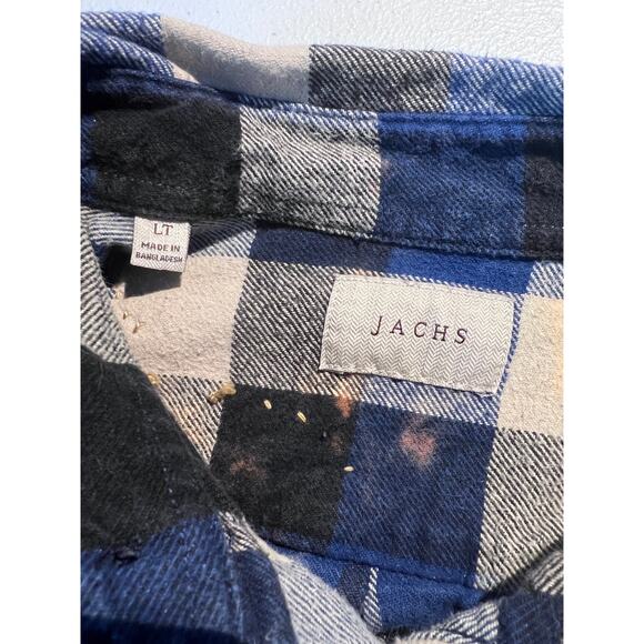 Jachs Shirt Tall Upcycled Flannel Shacket Plaid Boho Western Grunge Indie Sleaze - Picture 5 of 6